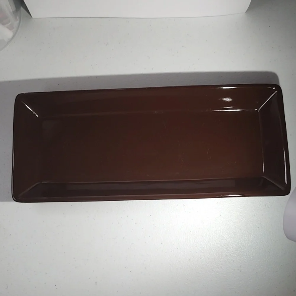 Longaberger Vitrified Pottery Tray For The Tasting Bowl Set In Chocolate Brown